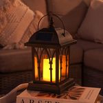27cm Outdoor Solar Powered Hanging LED Lantern Flickering Waterproof Garden Lamp
