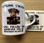 Mug and Coaster Doberman black/ Tan Personal Stalker