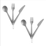 Navaris Titanium Camping Cutlery Set (set of 2) - Lightweight Camping Utensils