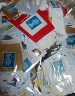 2,000+ 2nd Class Blue SECURITY KILOWARE STAMPS ON PAPER, VARIOUS CODES