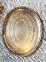 ANTIQUE VICTORIAN SILVER PLATE HEAVY ! ENGRAVED LEAVES SERVING / TABLE TRAY