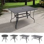Garden Patio Dining Table with Umbrella Hole Metal Outdoor Tables for 4-8 Person