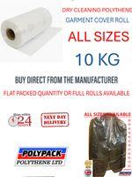 POLYTHENE GARMENT COVERS/POLY BAGS-POLY ROLL DRYCLEANERS BAGS 100 GAUGE UKMADE