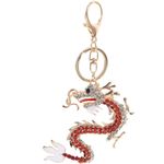 Chinese Style Keychain Chinese Dragon Molding Keychain Bling Rhinestone Pendant