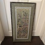 Vintage Antique Chinese Embroidered Silk Panel Framed Oriental Wall Art