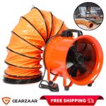 12" Portable Axial Ventilator Exhaust Extractor Fan Blower With 5m Ducting Hose