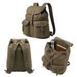 Canvas Backpack Vintage Army Style Camping Fishing Travel Laptop Bag Olive Green