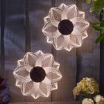 2Pk BloomLine Stunning Flower Fence & Wall Decor Solar Powered Garden Light 19cm