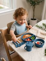 8 Pcs Baby Feeding Set Silicone Led Weaning Supplies Utensils Cup Bowl BPA Free