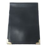 Black Leather Folding A6 Notebook Holder With Metal Corners MLA Notepad Security