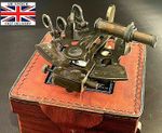 Vintage Maritime Brass Nautical Sextant Leather Case Kelvin Hughes London 1917