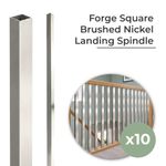 Forge Square Brushed Nickel Landing Spindle, 880mm x 32mm-Singles or Packs of 10