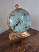 Large Vintage Brass World Clock  5 time zones With Compas On Back Magnifined 7kg