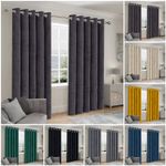 Heavy Blackout Velvet Curtains Pair Fully Lined Eyelet Ring Top Ready Made Panel