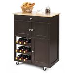 3 Tier Wine Rack Rolling Kitchen Storage Trolley Cart Cupboard Island Brown