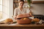 Vintage  Clay Chicken Roaster Terracotta Baker with Lid. Stoneware, AS PICS 📸 