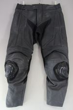 FRANK THOMAS BLACK LEATHER BIKER TROUSERS + ARMOUR/KNEE SLIDERS WAIST 36/LEG 31"