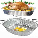 Large Foil Tray Oval Disposable Aluminium Foil Trays 46 x 36 x 8cm Approx.