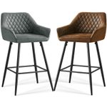 1/2PCS Bar Stools  Faux Suede  Padded Seat Breakfast Kitchen Pub Office