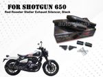 For Royal Enfield "SHOTGUN 650" Red Rooster Steller Exhaust Silencer Black