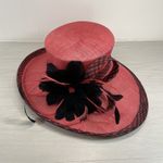 Jacque Vert Special Occasions Wedding Races Ascot Hat Pink Black Wide Brim MofB 