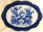 Antique Smith & Binnall Diamond Pattern Blue And White Serving Dish