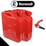 2 x Fuel Can 20L Jerry Army Red Metal Diesel Gasoline Petrol Oil Plus Spout Red