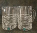 Tiffany & Co  Plaid Cut Crystal  2 Beer Mugs with Handle Made in Germany 