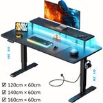 Precision Synergie Electric Standing Desk,  Gaming Computer Desk with LED Lights