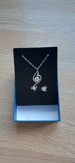 Sterling Silver Matching Chain,  Pendant And Earrings