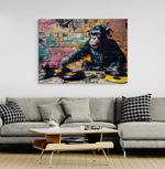 Banksy Style DJ Monkey Canvas Picture Print Framed Wall Art Home Decor
