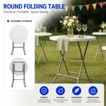 80cm Round Folding Table White Portable Water Resistant Garden Camping Party UK