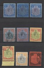 Bermuda 1938>on Key Plates 2/- Blue x 3, 2/6 x 2, 5/- x 2, 12/6 & £1 Good/Fine