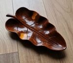 Peruvian Hand Made Wooden Leaf Shaped Bowl C.a.l.huaycan