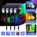 Led Solar Spot Lights Outdoor Security Garden Landscape Waterproof Lamps IP65 UK