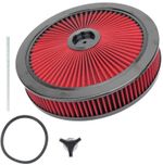 14 x 3" EDELBROCK HOLLEY AIR FILTER CLEANER BLACK / RED CHEVY FORD DODGE MOPAR