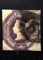 Queen Victoria GB 6d Embossed Issue Purple SG.60 Used Cut Square QualityVF