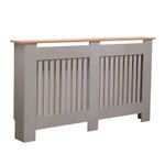 NEW! Large Grey Wooden Slatted Grill Radiator Cover MDF Cabinet