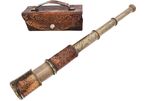 Brass Nautical Telescope with Leather Sheathed Marine Time Vintage Antique 16''
