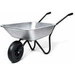 TuffLine 65L Heavy Duty Galvanised Steel Wheelbarrow With Pneumatic Tyre