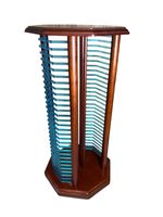 Atlantic Blue Swivel Rotating CD DVD Tower 60 Capacity 59cm Wooden Stand