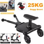 Universal Kids Buggy Board w/ Seat Step Board Stand Wheeled Pushchair Connector
