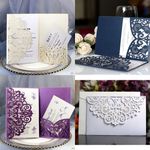10/50/100PCS Personalized Laser Cut Lace Wedding Party Invitation Getting Cards