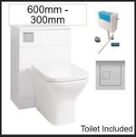WC White 500mm -600mm x 300mm Toilet Unit -Rimless Back To Wall Pan -Cistern Inc