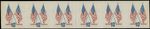 1973, USA DEFINITIVES, FLAGS 10C, COIL IMPERF STRIP OF 6, NH, SC#1519a