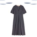 Ex White Stuff Women's Midi Dress - Migan Short Sleeve Jersey Navy Multi Spot