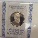 1975 Silver Medallion & Stamps Commemorating 500 Years of Michaelangelo’s Birth