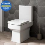 White Ceramic Square Modern Toilet Close Coupled Bathroom Pan & Seat WC Bathroom