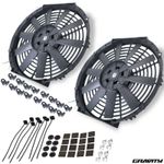 2 x 12"CUSTOM STRAIGHT BLADE RACE DRIFT KIT CAR ENGINE RADIATOR INTERCOOLER FAN