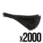 Black CABLE TIES 300MM BULK STRONG NYLON LONG PLASTIC ZIP WRAP HEAVY DUTY x2000